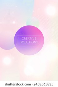 Abstract Presentation. Blue Soft Pattern. Retro Iridescent Elements. Neon Background. Memphis Dots. Hologram Fluid. Dynamic Flyer. Shiny Graphic. Violet Abstract Presentation