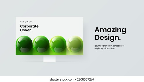 Abstract presentation design vector layout. Original computer monitor mockup landing page illustration.