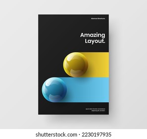 Abstract presentation design vector template. Colorful 3D spheres book cover illustration.