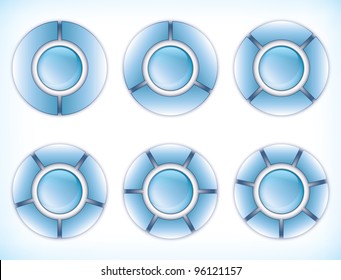 Abstract Presentation Elements - Six Glossy Wheel Charts with equal segments