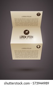 Abstract presentation infographic template with folded paper text and business icons on dark background isolated vector illustration
