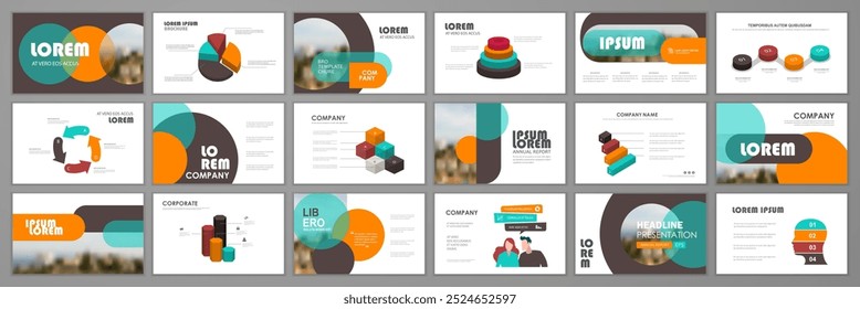 Plantillas de diapositivas de presentación Abstractas. Conjunto de Plantillas de elementos infográficos para Web, impresión, folleto de informe anual, folleto de negocios, marketing de folletos y Plantilla publicitaria. Ilustración vectorial