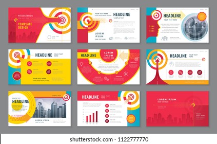 Abstract Presentation Templates Design Set, Infographic elements, Colorful Abstract Arrow and Target vector, Path to the goal, Concept growth to success, Reach the target, Website design, Webpage