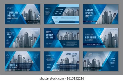 Abstract Presentation Templates, Abstract Geometric Blue Triangle Vector, Infographic Template Design Set For Brochures, Flyer, Leaflet, Magazine, Invitation Card, Annual Report, Web Banner, Booklet