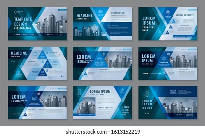 Abstract Presentation Templates, Abstract Geometric Blue Triangle vector, Infographic Template design set for Brochures, flyer, leaflet, magazine, invitation card, annual report, Web Banner, Booklet