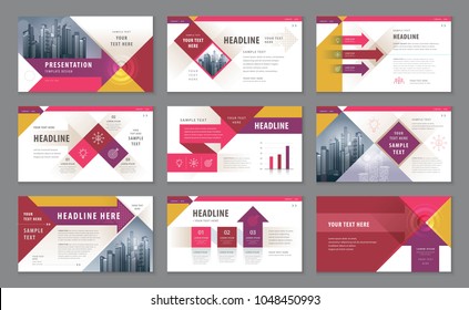 Abstract Presentation Templates, Infographic elements Template design set for Brochures, flyer, leaflet, magazine, Red Geometric Arrow Background vector, Forward target business concept