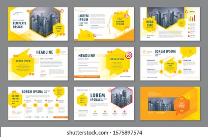 Abstract Presentation Templates, Infographic Yellow Elements Template Design Set For Brochures, Flyer, Leaflet, Website Design, Webpage, Questions And Answers, Social Networks, Speech Bubble, Talk.