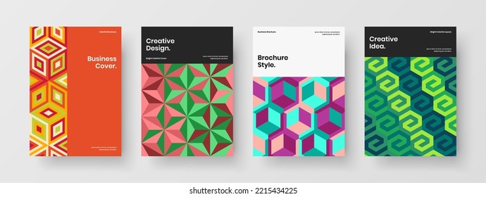 Abstract presentation vector design template collection. Colorful geometric pattern cover illustration set.