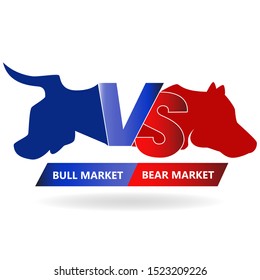 Abstract presented financial symbol with bulls and bear of stock market trend on white color background vector concept flat illustration