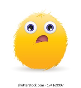 Abstract pretty hairball with curious expression on white background