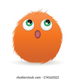 Abstract pretty hairball with curious expression on white background