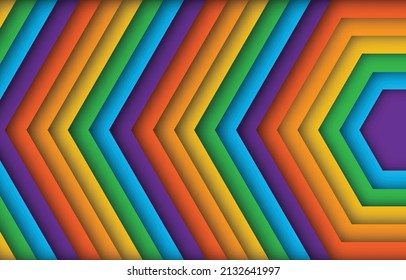 Abstract pride month colorful line Papercut Background layer. rainbow background design for LGBTQ love. pride love, gay, lesbian, bisexual celebration. Papercut Background. abstract.