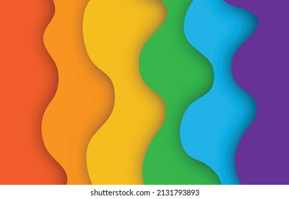 abstract pride month colorful wave Papercut Background for presentation. design for LGBTQ love. pride love, gay, leabian, bisexual celebration. pride month flag colorful ocean Papercut Background. 