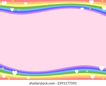 abstract pride rainbow border illustration for pride month decoration, pride flag symbol on pink background