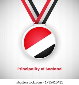 Abstract Principality of Sealand country flag on medal vector. Happy national day of Principality of Sealand background with classic typography.