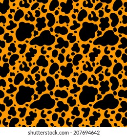 Abstract print animal seamless pattern in black and gold. Leopard cartoon skin. Repeating background texture. Fabric design. Wallpaper - vector  
