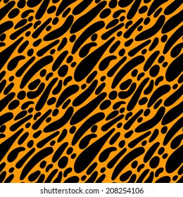 Abstract print animal seamless pattern in black and gold. Leopard cartoon skin. Repeating background texture. Fabric design. Wallpaper - vector  