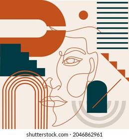 Abstract Print Boho Style. Trendy Modern Bohemian Line art Print for Wall Art Design, Posters. Modern minimalist abstract aesthetic illustrations. Bohemian style wall decor. Collection of contemporary