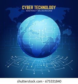 Abstract Print Circuit Sphere Design Element. Cyber World Technology Background. Vector Illustration