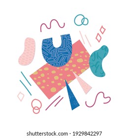 Abstract print. Collage paper style. Stylish composition for clothing and interior. Vector illustration.