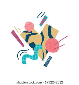 Abstract print. Collage paper style. Stylish composition for clothing and interior. Vector illustration.
