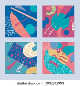 Abstract print. Collage paper style. Stylish composition for clothing and interior. Vector illustration.