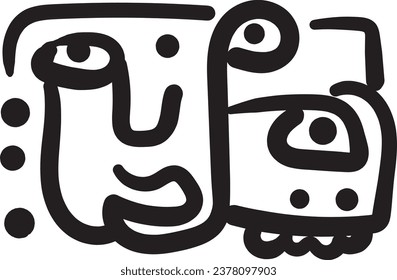 abstract print design through this vector illustration set, featuring faces, lines, circles, and whimsical doodles.