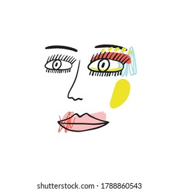 Abstract print with eyes in modern flat style.  Flat modern trendy vector seamless pattern - fashion style
