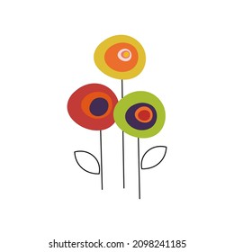 Abstrakter Druck mit Blumen. Einfache Blumen. 