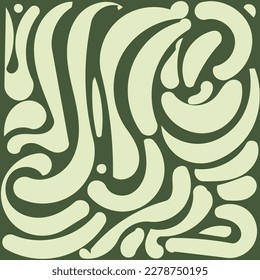 abstract print in green tones, curved lines