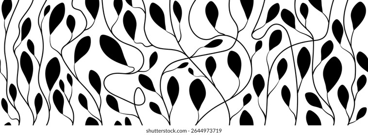 Abstract print with leaves on a white background. Seamless pattern.
