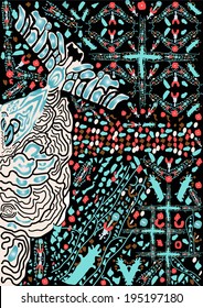 Abstract print on black background