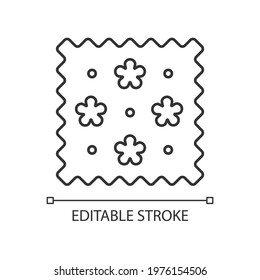 Abstract print pattern on fabric linear icon. Simple fiber label. Special fabric feature. Thin line customizable illustration. Contour symbol. Vector isolated outline drawing. Editable stroke
