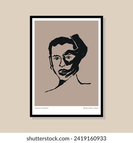 Plantilla de diseño de afiches de impresión abstracta con silueta de mujer. Diseño minimalista de mano para papel pintado, decoración de pared, impresión, postal, cubierta, plantilla, banner.
