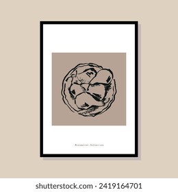 Abstract print poster design template. Healthy food illustration. Hand drawn minimal design for wallpaper, wall decor, print, postcard, cover, template, banner.