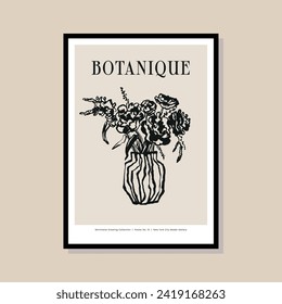 Abstract print poster design template. Botanical illustration. Hand drawn minimal design for wallpaper, wall decor, print, postcard, cover, template, banner.
