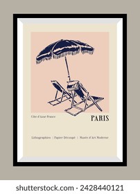 Abstract print poster design template in a frame. Hand drawn minimal design for wallpaper, wall decor, print, postcard, cover, template, banner.