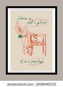 Abstract print poster design template in a frame. Hand drawn minimal design for wallpaper, wall decor, print, postcard, cover, template, banner.