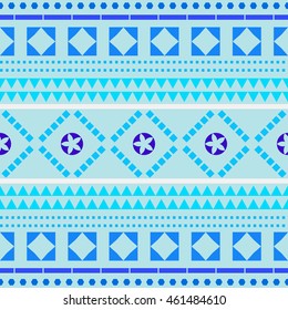 Abstract print template for fabric and paper. Vector pattern with rhombus ornament. Blue.