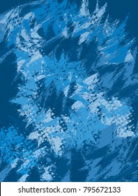 Abstract print texture blue color, stucco effect or a canvas covered in paint. Vector illustration