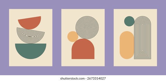 Abstract prints and boho wall decor. Mid century modern minimalist neutral art print.