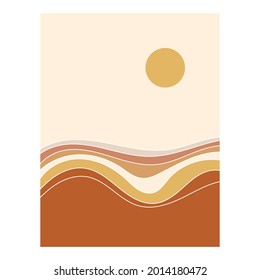 Abstract prints with desert landscape. Contemporary wall art. Vector illustration.