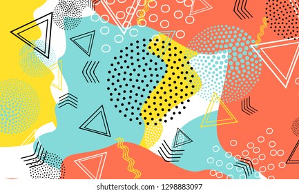 Abstract prints. Memphis pattern. Vector Illustration. Hipster style 80s-90s. Abstract colorful funky background.