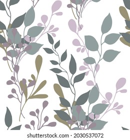 Abstract prints with plant leaves. Pastel colors. Vector illustration.