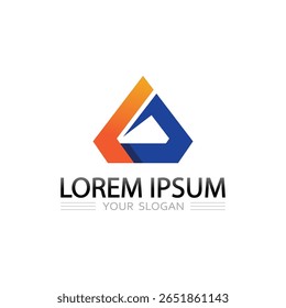 Logotipo Abstractas del prisma y de la letra del triángulo para la marca del negocio y la identidad visual moderna