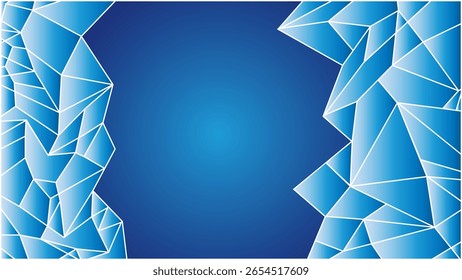 Abstractas prismático Fondo azul con un diseño azul y blanco de cristales de hielo y texto espacial para Fondo de pantalla, Anuncio, evento, volante