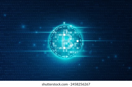 Abstractas clave privada en el fondo de la tecnología de números digitales futuristas digitales Bitcoin Hitech concepto de comunicación fondo de innovación, diseño de Vector 