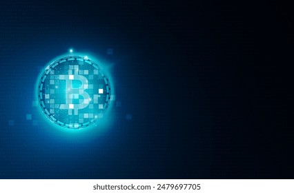 Abstractas clave privada en el fondo de la tecnología de números digitales futuristas digitales Bitcoin Hitech concepto de comunicación fondo de innovación, diseño de Vector 