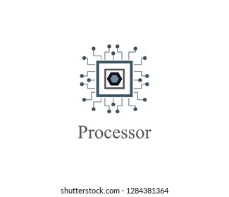 Abstract Processor Logo technology template design 