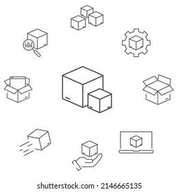 Abstract Product icons set . Abstract Product pack symbol vector elements for infographic web